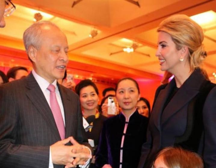 Ivanka Trump, con gái Tân Tổng thống Mỹ Donald Trump tham dự một hoạt động chúc mừng năm mới được Đại sứ quán Trung Quốc tổ chức. Ảnh: Cri