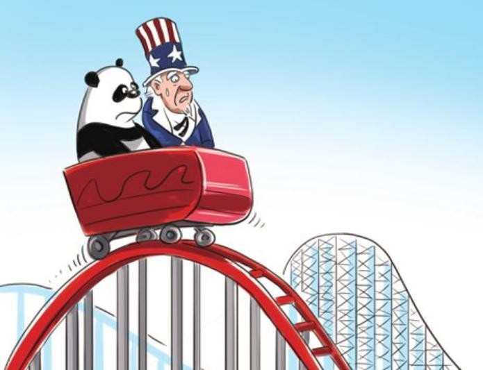 Quan hệ Trung - Mỹ rung chuyển do xảy ra chiến tranh thương mại. Ảnh: Global Times.
