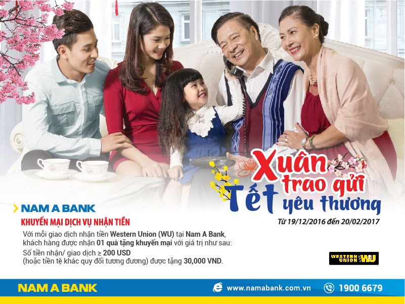 Xuân trao gửi - Tết yêu thương cùng dịch vụ Western Union của Nam A Bank