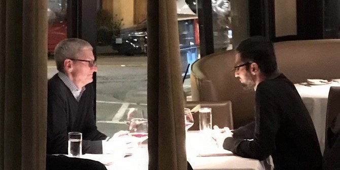 CEO Apple và Google bị bắt gặp ăn tối cùng nhau