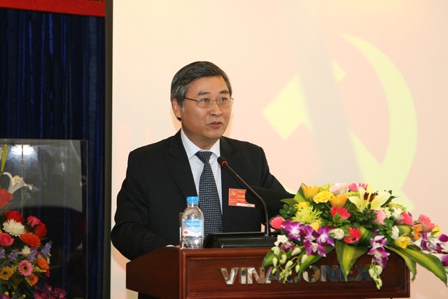Ông Phí Thái Bình phát biểu tại 1 cuộc họp của Vinaxonex