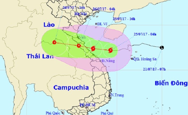 Bão số 4 suy yếu thành áp thấp nhiệt đới và đi sang Lào.