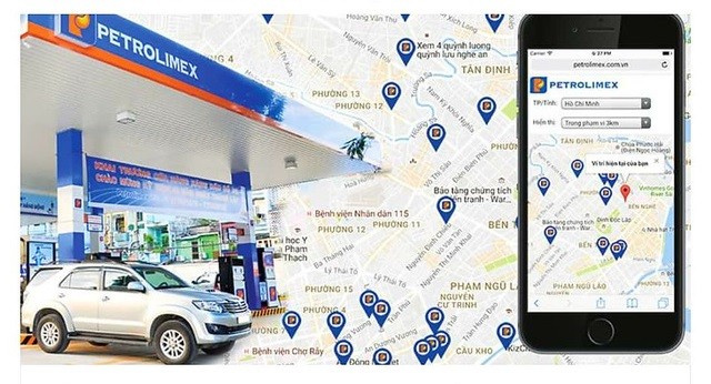 Ứng dụng  Bản đồ cửa hàng xăng dầu Petrolimex.