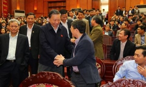 Đại biểu Quốc hội tỉnh Bắc Ninh, Bộ trưởng Công an Tô Lâm gặp gỡ cử tri Bắc Ninh. Nguồn: ANTĐ