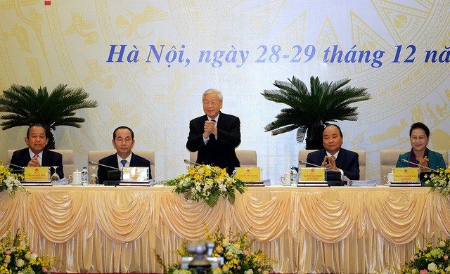 Tổng bí thư Nguyễn Phú Trọng tại Hội nghị trực tuyến của Chính phủ với các địa phương - Ảnh: VGP