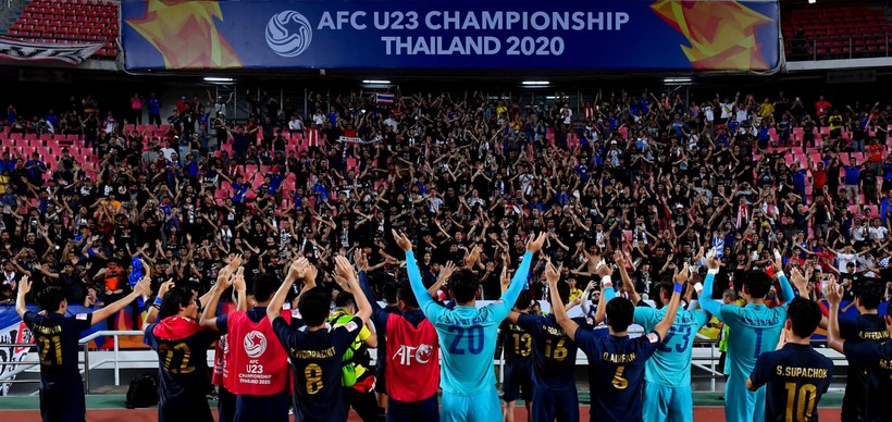 U23 Thái Lan lần đầu tiên có mặt tại tứ kết vòng chung kết U23 châu Á. Ảnh AFC