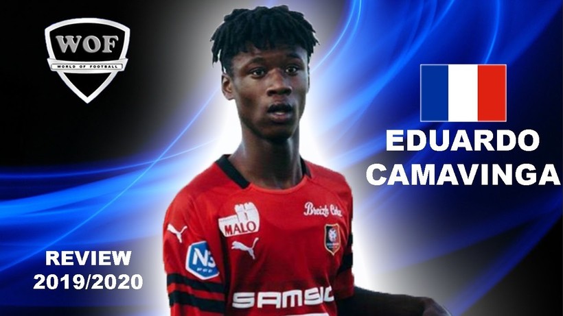 Eduardo Camavinga bất ngờ được tạp chí France Football bầu là Cầu thủ xuất sắc nhất lượt đi Ligue 1 mùa giải 2019 - 2020, khi mới 17 tuổi. Ảnh Rennes.