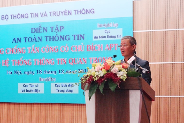 Thứ trưởng Nguyễn Thành Hưng phát biểu khai mạc chương trình Diễn tập