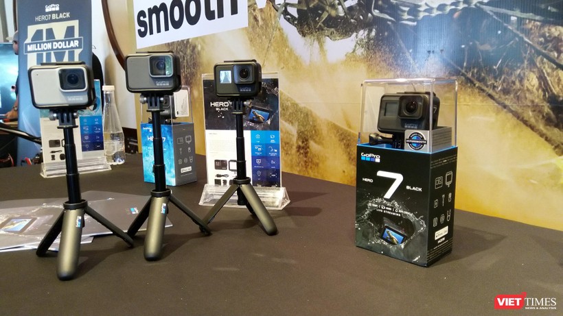 Ba phiên bản của dòng sản phẩm GoPro HERO7 thế hệ mới. (Ảnh: Ngô Minh)