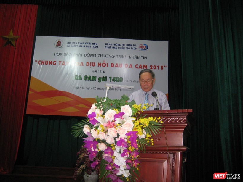 Thượng tướng Nguyễn Văn Rinh - Chủ tịch Hội Nạn nhân Chất độc Dacam/Dioxin Việt Nam phát biểu tại buổi lễ