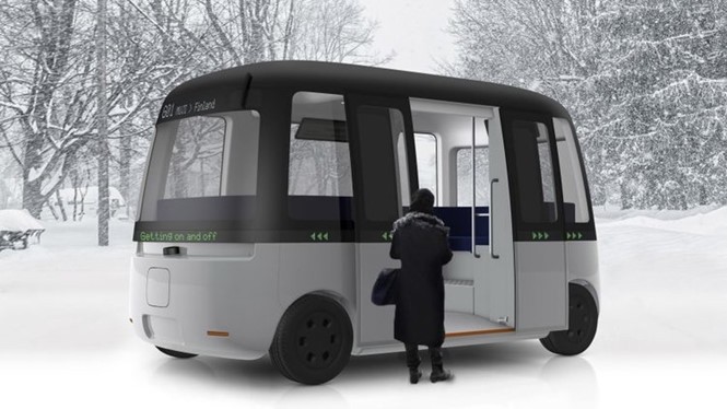 Xe buýt Gacha do Muji thiết kế đang được thử nghiệm chế độ tự lái ở Phần Lan. ẢNH: MUJI