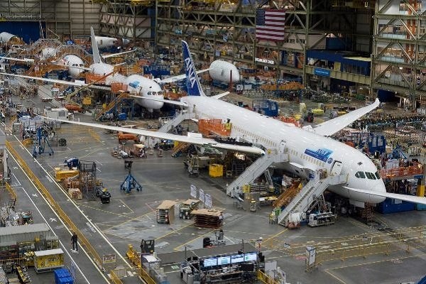 Nhà máy lắp ráp máy bay của Boeing ở thành phố Everett, bang Washington, Mỹ. Ảnh: Boeing Co