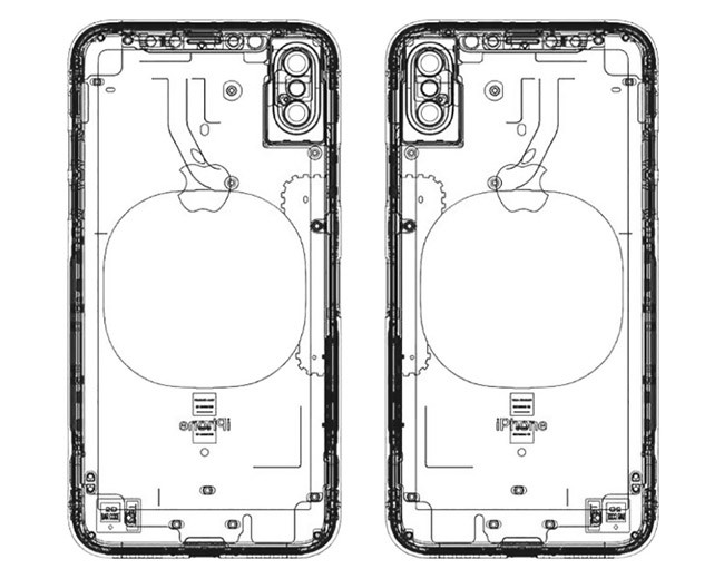 Bản vẽ mô tả iPhone 8 không có máy quét vân tay ở mặt lưng