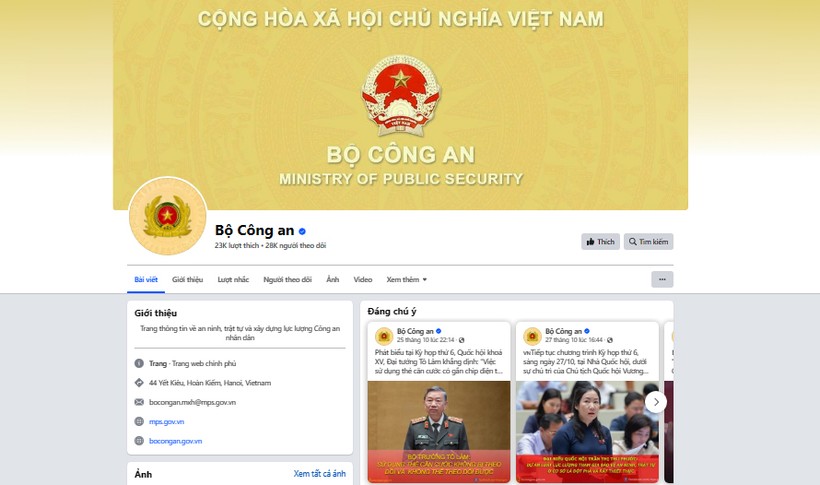 Bộ Công an ra mắt trang thông tin trên Facebook