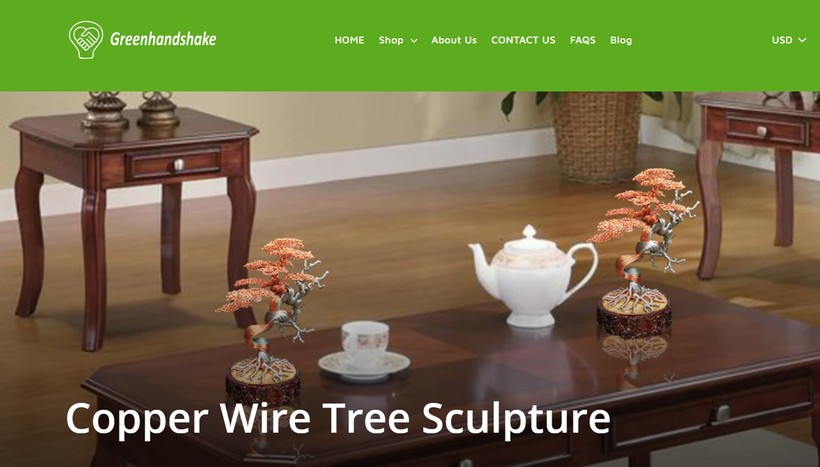 Mặt hàng cây tiểu cảnh trang trí được giới thiệu trên website Greenhandshake