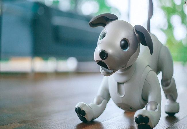 Chú chó robot Aibo của Sony tạo ra sự thu hút lớn tại CES 2018 (Ảnh Reuters)
