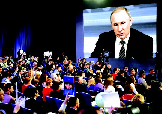 Cuộc họp báo của Tổng thống Nga Vladimir Putin hôm 17-12.Ảnh: REUTERS