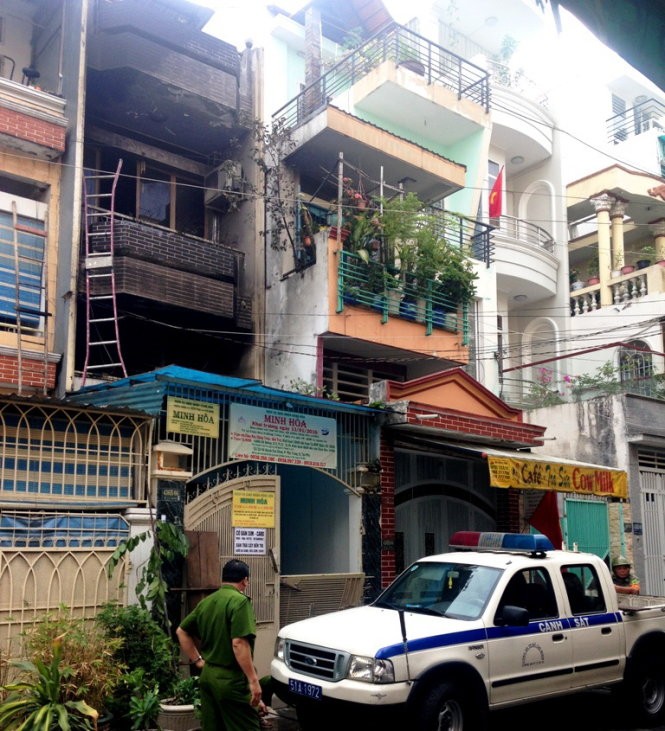 Ngôi nhà 2 tầng nơi xảy ra vụ cháy - Ảnh : Đại Việt