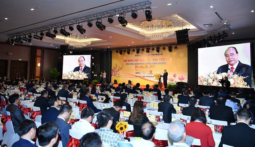 Toàn cảnh Hội nghị gặp mặt các nhà đầu tư đầu Xuân Kỷ Hợi của tỉnh Nghệ An. (Ảnh: VGP)