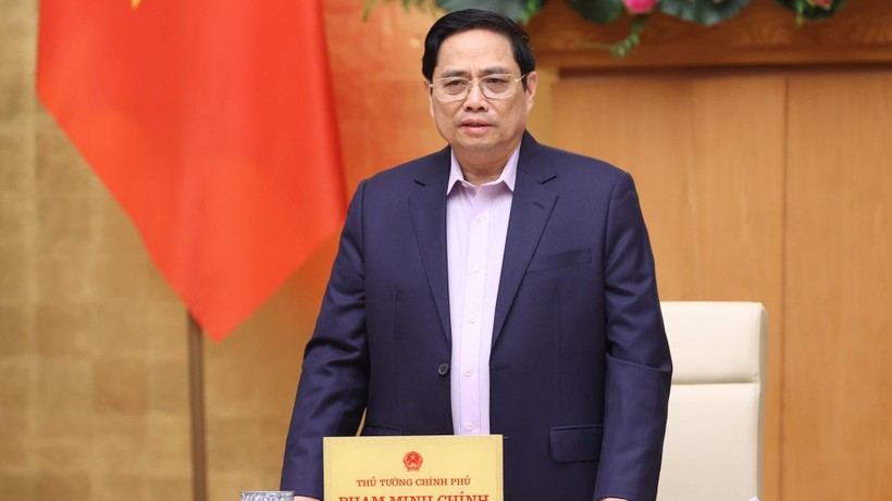 Thủ tướng Phạm Minh Chính phát biểu khai mạc phiên họp Chính phủ chuyên đề về xây dựng pháp luật tháng 2/2022 (Ảnh: VGP)