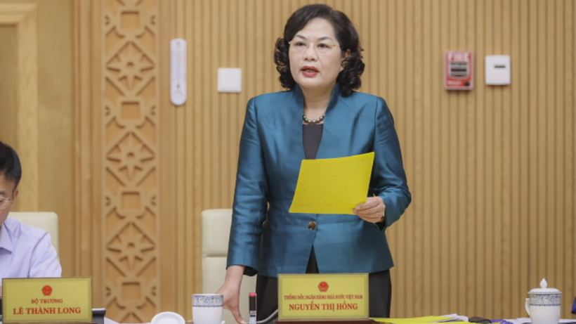 Thống đốc NHNN Nguyễn Thị Hồng phát biểu tại phiên họp (Ảnh: SBV)
