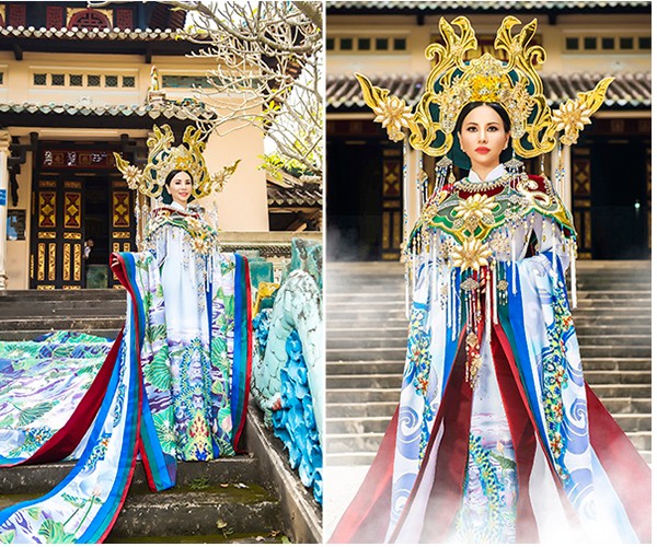 Hình ảnh đầu tiên về trang phục dân tộc của Châu Ngọc Bích tại cuộc thi Hoa hậu Quý bà Hoàn Vũ Thế giới 2018