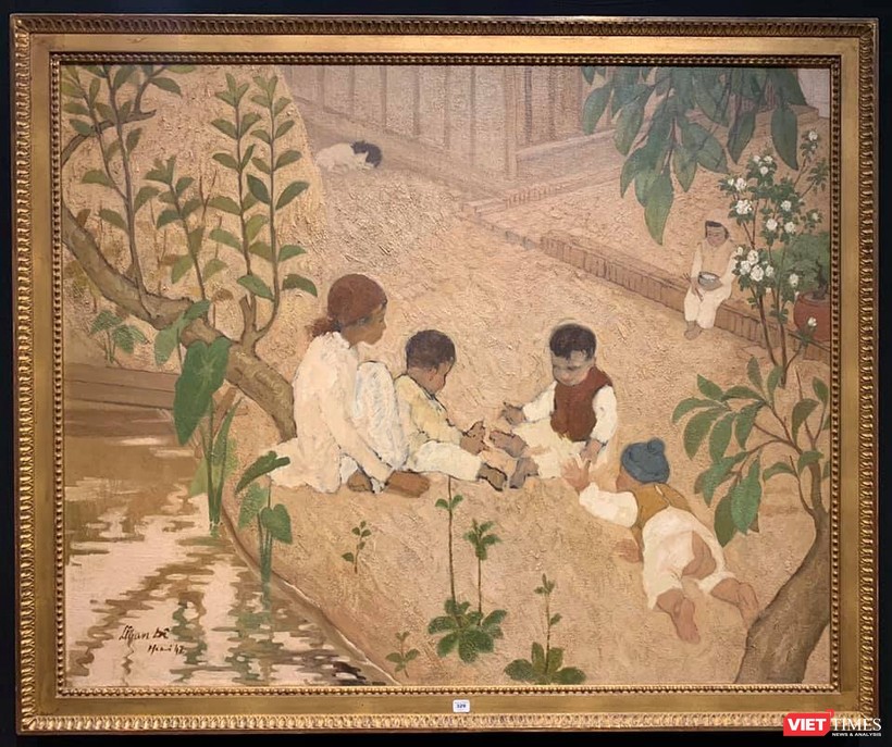 “Enfants jouant au jardin” – “Những đứa trẻ chơi trong vườn”) của họa sĩ Lê Văn Đệ