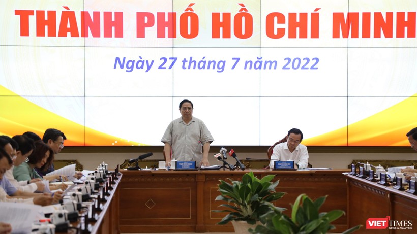 Thủ tướng Phạm Minh Chính chủ trì buổi làm việc với UBND TP. HCM sáng nay, 27/7.