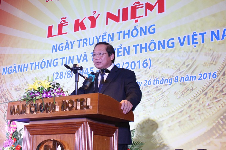 Bộ trưởng Bộ TT&TT Trương Minh Tuấn phát biểu tại Lễ kỷ niệm