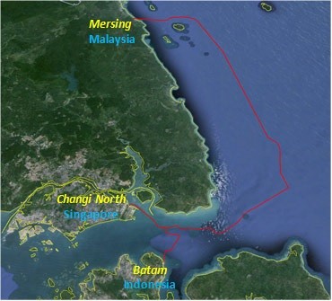 Tuyến cáp quang biển dự kiến nối Mersing ở bờ biển phía Đông bán đảo Malaysia với Changi của Singapore và Batam của Indonesia.