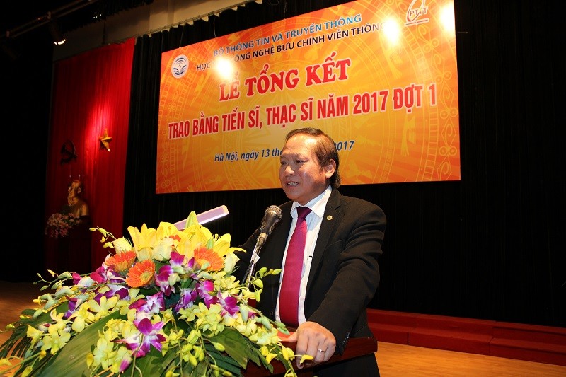 Tiến sĩ Trương Minh Tuấn, Bộ trưởng Bộ TT&TT phát biểu tại buổi lễ.