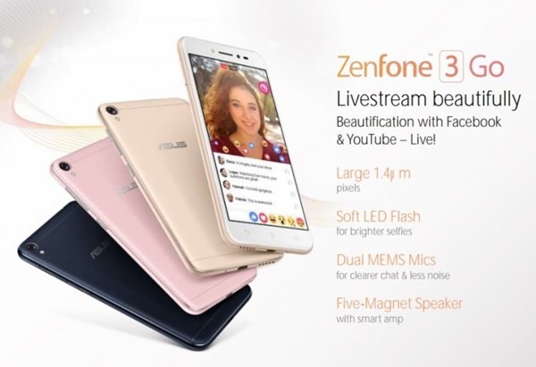 Hình ảnh mẫu smartphone Asus ZenFone 3 Go.