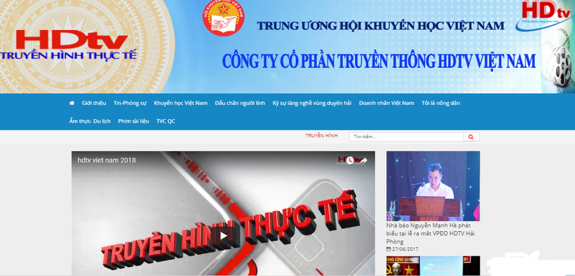 Ảnh chụp màn hình website của công ty HDTV Việt Nam.