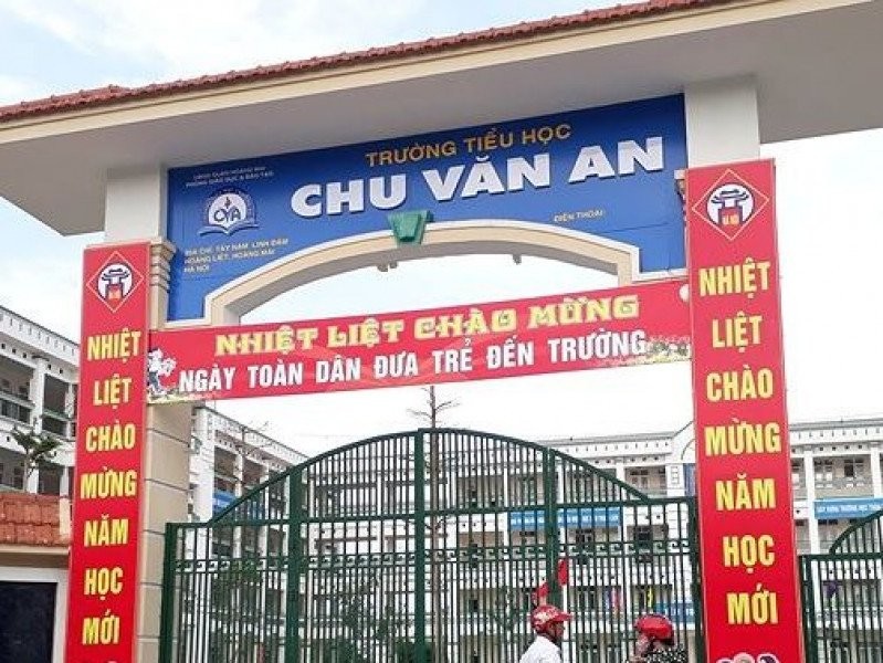Trường tiểu học Chu Văn An nơi phát hiện 35kg thịt gà ôi thiu chuẩn bị được đưa vào bếp ăn bán trú.