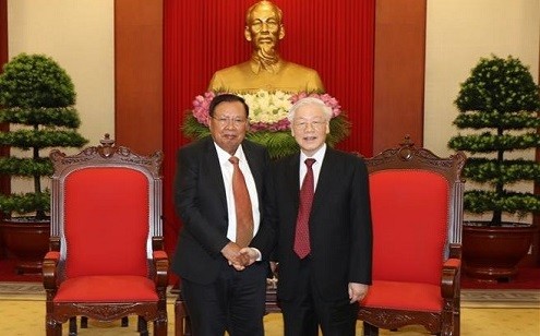 Tổng Bí thư, Chủ tịch nước Nguyễn Phú Trọng tiếp Tổng Bí thư, Chủ tịch nước Lào Bounnhang Vorachith