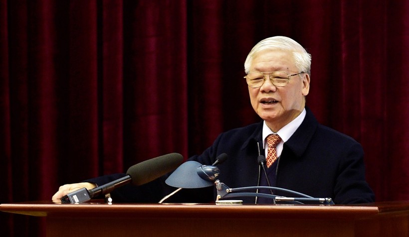 Tổng Bí thư, Chủ tịch nước Nguyễn Phú Trọng phát biểu tại Hội nghị.  Ảnh: VGP