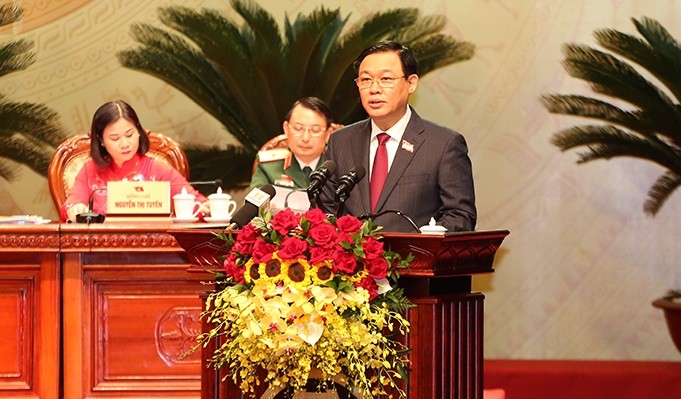 Ông Vương Đình Huệ tiếp tục được bầu giữ chức Bí thư Thành ủy Hà Nội với số phiếu tuyệt đối. Ảnh: UBND TP. Hà Nội