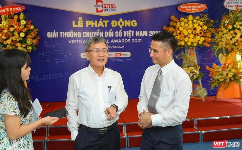 Ông Nguyễn Quang Thanh trao đổi với VietTimes bên lề Họp báo phát động Giải thưởng Chuyển đổi số 2021 - diễn ra mới đây.