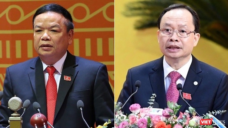 Ông Mai Văn Ninh - nguyên Ủy viên Trung ương Đảng, nguyên Bí thư Tỉnh ủy Thanh Hóa (trái) và ông Trịnh Văn Chiến - nguyên Bí thư Tỉnh ủy Thanh Hóa, bị đề nghị kỷ luật.