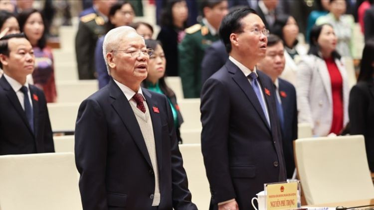 Tổng Bí thư Nguyễn Phú Trọng dự lễ khai mạc Kỳ họp bất thường lần thứ 5, Quốc hội khóa XV sáng 15/1/2024.