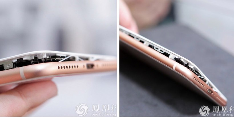 iPhone 8 Plus đã bị tách đôi như thế này khi đang sạc pin (Ảnh: 9to5Mac)