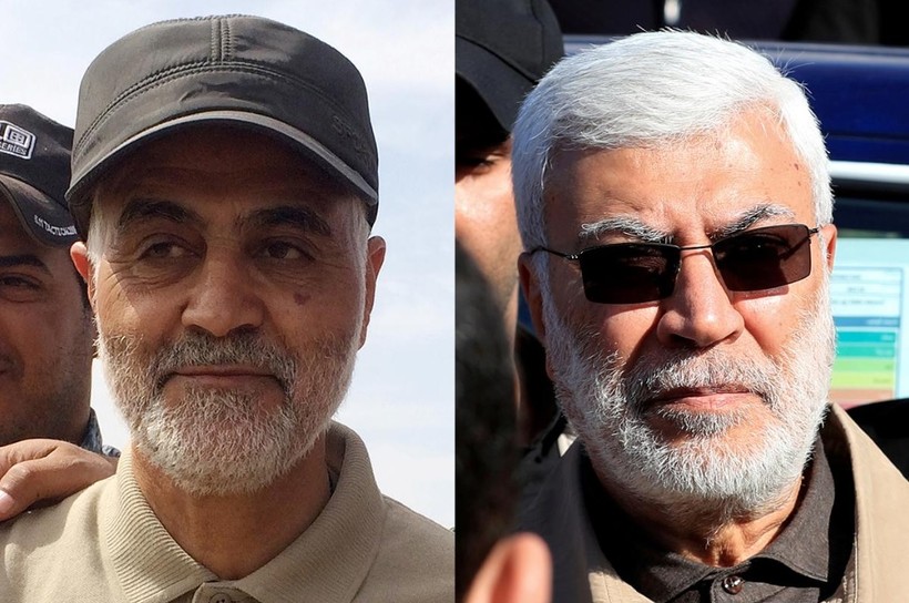 Thiếu tướng Qasem Soleimani của Iran và chỉ huy dân quân Abu Mahdi al-Muhandis của Iraq tử nạn sau đòn không kích nghi do Mỹ thực hiện (Ảnh: Reuters)