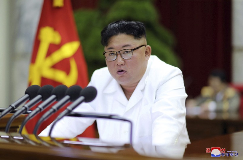 Chủ tịch Kim Jong-un trong cuộc họp Đảng Lao động Triều Tiên tổ chức ngày 29/12/2019 (Ảnh: KCNA)