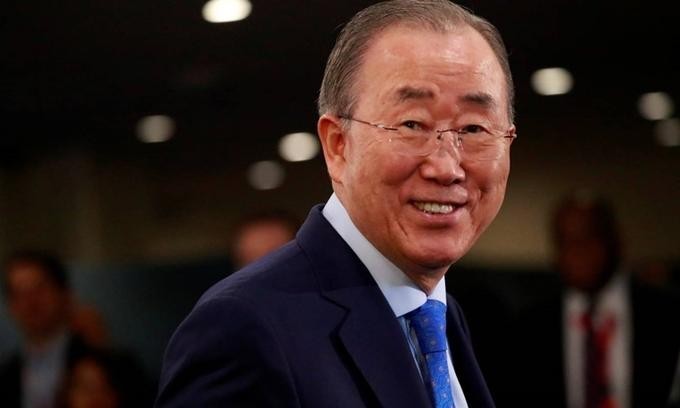 Cựu tổng thư ký Liên Hợp Quốc Ban Ki-moon tại New York, Mỹ, hồi tháng 9/2019. Ảnh: Reuters.