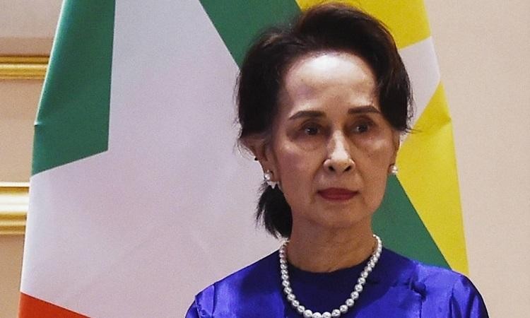 Cố vấn Nhà nước Myanmar Aung San Suu Kyi tại Phủ tổng thống ở thủ đô Naypyidaw tháng 1/2020. Ảnh: AFP.