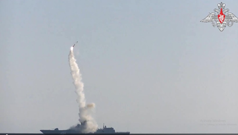 Hình ảnh thử nghiệm tên lửa được Bộ Quốc phòng Nga công bố ngày 19/7/2021 (Ảnh: RT)