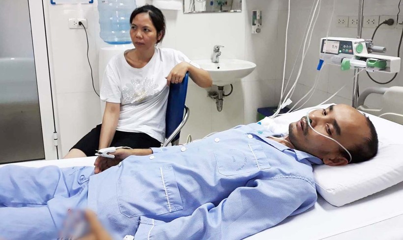 Bệnh nhân Nguyễn Quang Thành bị suy tim giai đoạn cuối. (Ảnh: Gia đình bệnh nhân cung cấp)