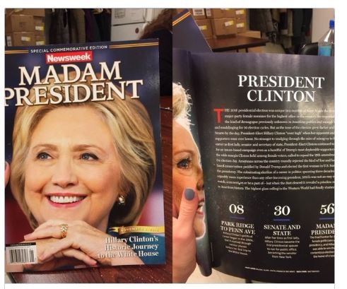  Tạp chí Newsweek gọi bà Clinton là Tổng thống Mỹ