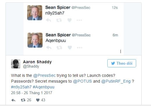 Thư ký báo chí Nhà Trắng công bố “mã hạt nhân" trên Twitter?