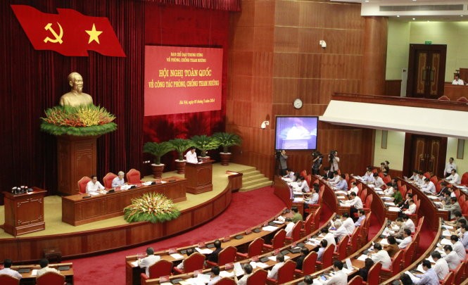 Hội nghị toàn quốc về công tác phòng chống tham nhũng diễn ra trong năm 2014 do Tổng Bí thư Nguyễn Phú Trọng chủ trì